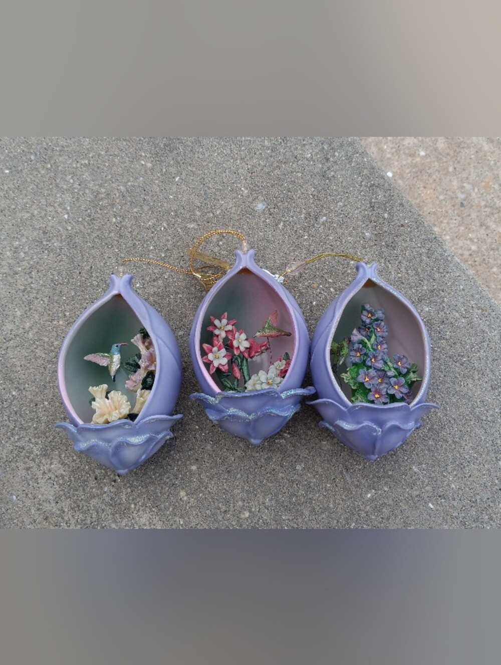 Bradford Editions 2001 Set Of 3 Lenia Liu Porcelain Ornaments